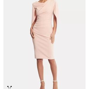Betsy & Adam Blush Cape Dress